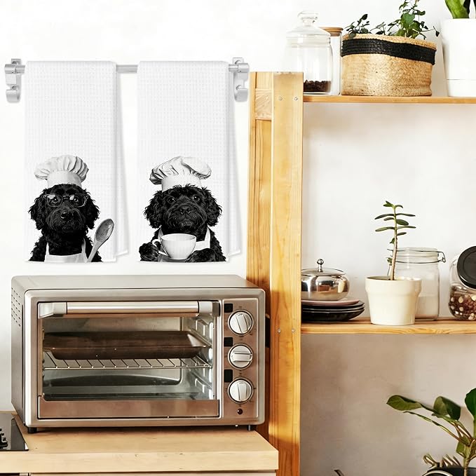 Funny Cockapoo Kitchen Towels Set of 2, Dog Kitchen Bar Accessories, Dog Chef Gifts for Women Decorative Hand Towels for Kitchen Decor, Cockapoo Lovers Dish Tea Towel, 16x24 Inch