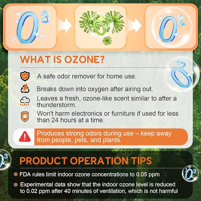 Medvoe 80,000MG Ozone Odor Eliminator Generator for Home & Car | Orange, Up to 8000 sq. ft. Coverage, Pet Odors, Smoke Odors, Apartments, Vehicles, Boats, Kitchens, Bathrooms, Basements