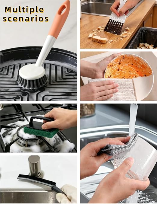 Popcorn Machine Cleaning Kit, 10-Piece for Grease Removal Cleans Poppers, Toasters, Air Fryers, Ovens & Coffee Makers;Long & Crevice Brushes Reach Tight Spots; Compact Base Saves Space;Home & Commerci