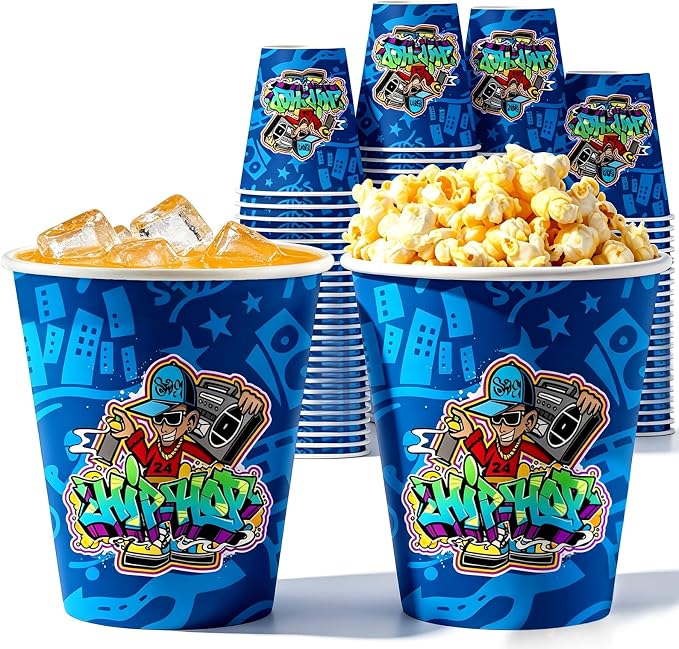 50Pcs Boxing Themed Party Paper Cups Disposable 9oz Paper Cups for for Sports Supplies Decorations Drinking for Birthday Party Favors (50, hiphop)