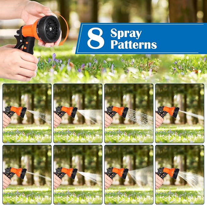Tanlade 10 Pcs Adjustable Hose Nozzle Garden Hose Nozzle Sprayer Bulk High Pressure Hose Sprayer Water Hose Heavy Duty with 8 Adjustable Watering Patterns for Car Wash Watering Plants Showering Pets