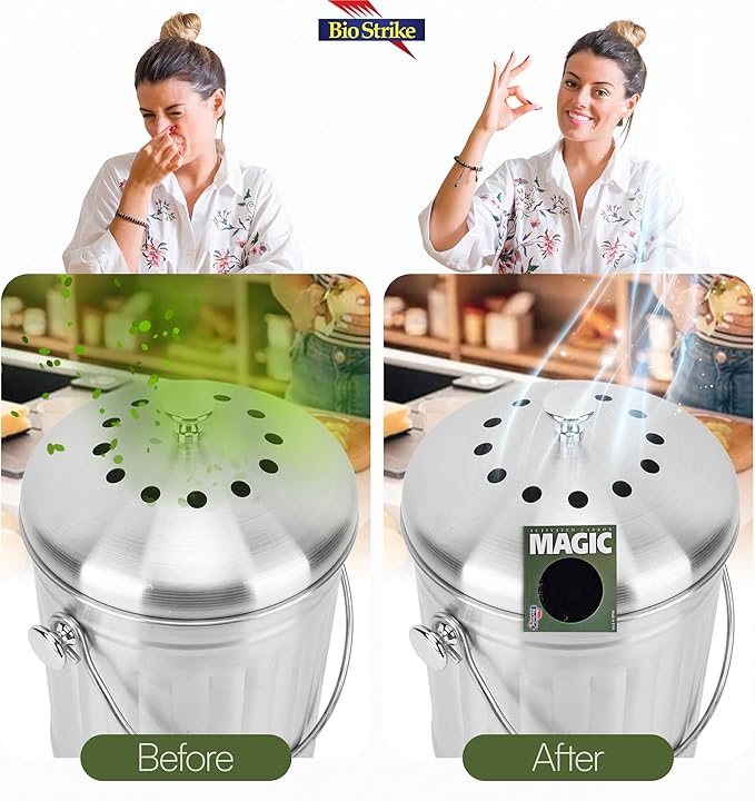 Trash Magic Activated Charcoal Trash Can Odor Eliminator - Peel & Stick Garbage Can Deodorizer - Air Freshener for Fridge, Compost, Drawers & Diaper Pails - Lasts 4 Months - Made in USA (1 Pack)