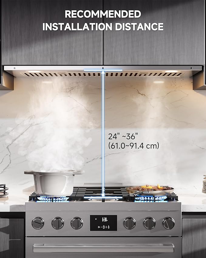 AMZCHEF Range Hood Insert 30 Inch, 900CFM Stainless Steel Kitchen Vent Hood 3 Speed Exhaust Fan Touch/Remote/Gesture Control LED lights Time Setting Dishwasher-Safe Baffle Filters