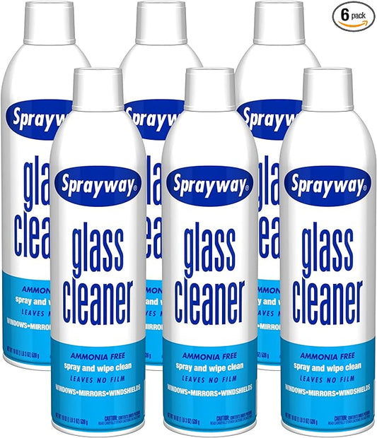 Sprayway Glass Cleaner with Foaming Spray for a Streak-Free Shine for Home and Automotive Use, 19 oz., Pack of 6