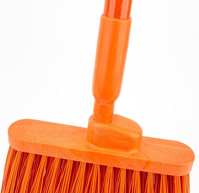 SPARTA 41082EC24 Plastic Color Coded Broom, Flagged Bristles, Long Broom With Angled Head For Large Debris, 56 Inches, Orange, (Pack of 12)