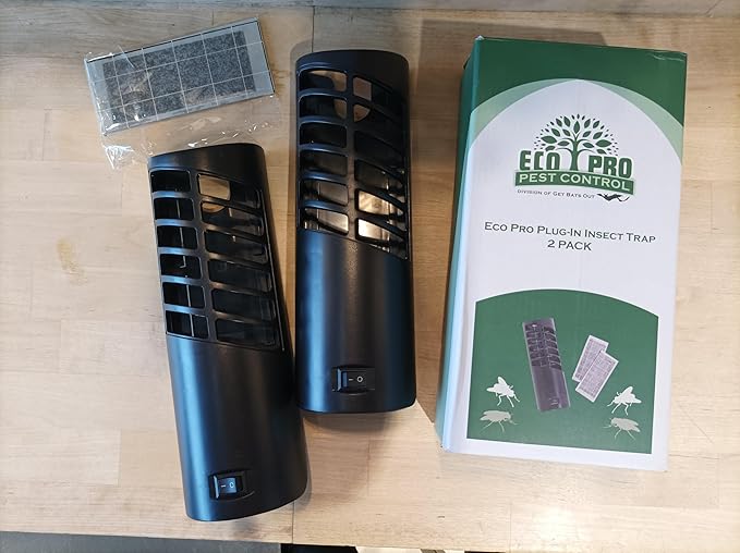 Large Plug in Insect Trap by EcoPro Pest Control, UV Light Plug in Bug Trap | Quiet Indoor Flying Insect Trap, No Toxic Chemicals | Electronic Fly Trap Comes with 4 Refills (2 Devices - 4 Refill Pack)