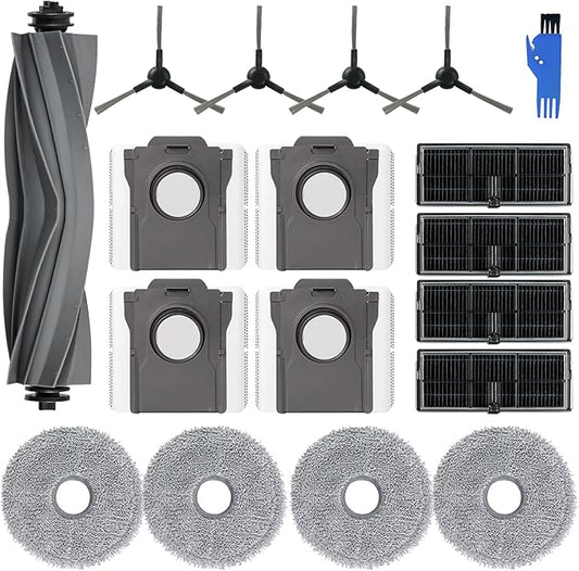 Accessories for Dreame L10s Pro Ultra Heat,X30 Ultra,L10s Ultra Gen 2, for Mova E30 Ultra Vacuum Cleaner, L10s Ultra Gen 2 Replacement, 1 Main Brush, 4 Mop Pad, 4 Filters, 4 Dust Bags, 4 Side Brushes