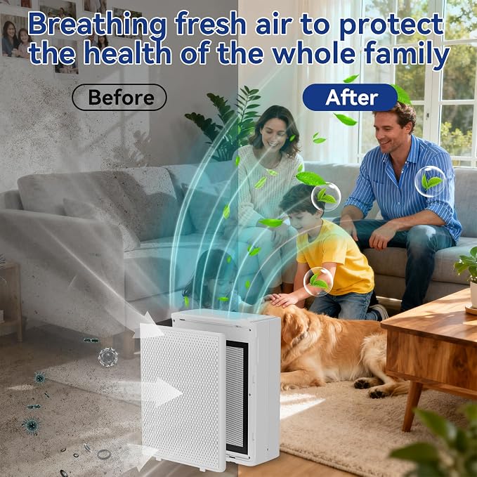 YARIKI Air Purifiers for Home Large Room Up to 2000 Ft²,H13 HEPA Air Purifiers for Pet Hair Smoke Odor,24dB Ultra-Quiet Operation Suitable for Bedrooms,Living Rooms,Offices