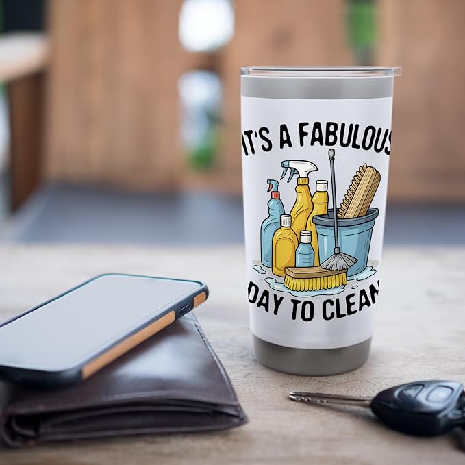 Funny Cleaning Supplies Janitor Housekeeper Gift Stainless Steel Insulated Tumbler