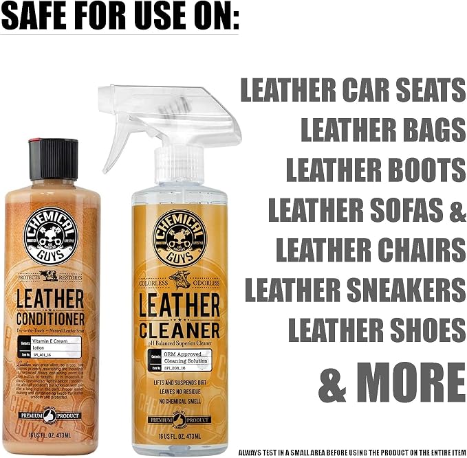 Chemical Guys SPI_109_16TI Leather Cleaner and Conditioner Complete Leather Care Kit (16 fl oz) + SPI22016 Total Interior Cleaner & Protectant, (16 fl oz) 3 Items