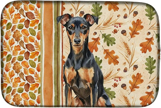 Caroline's Treasures Manchester Terrier Heirloom Fall Dish Drying Mat Absorbent Dish Drying Mat Pad for Kitchen Counter Dish Drainer Mat for Countertop, 14 x 21", Multicolor