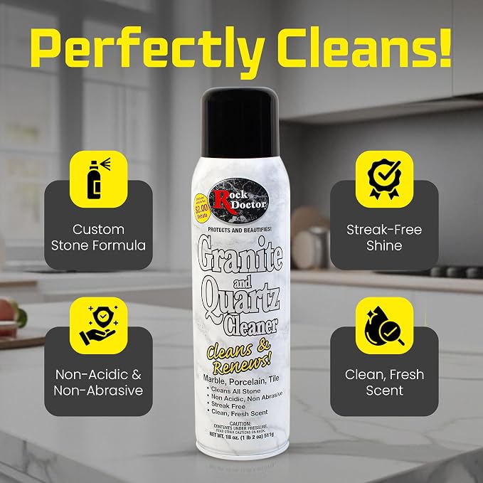Rock Doctor Granite & Quartz Care Kit, 3 Piece Maintenance Stone Care Combo Kit – Cleans & Renews Marbel, Travertine, Tile and All Other Stone, Fresh, Pack of 3, 54.0 Ounce