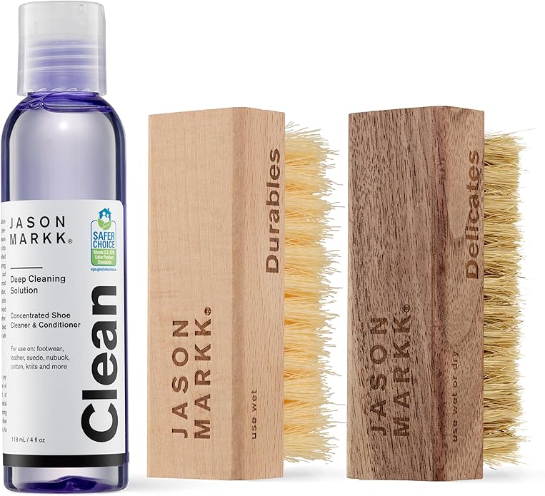 Jason Markk Essential Kit & Delicates Shoe Cleaning Brush Bundle, 3-Piece Shoe and Sneaker Cleaner Set, Deep Cleaning and Extra Gentle, Safe for Leather, Suede, Nubuck, Cotton, Knits