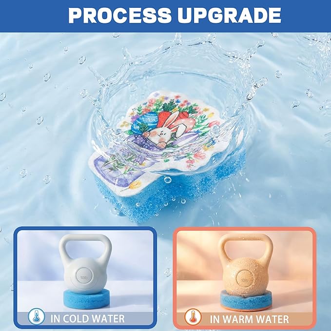 Bulimumu 3-Layer Floral Vase Dish Sponge (6 Pack) - Swedish Dishcloth Top + Soft Sponge Middle + Smart Temperature-Sensing Scrubber - Dual-Action Non-Scratch Kitchen Cleaning