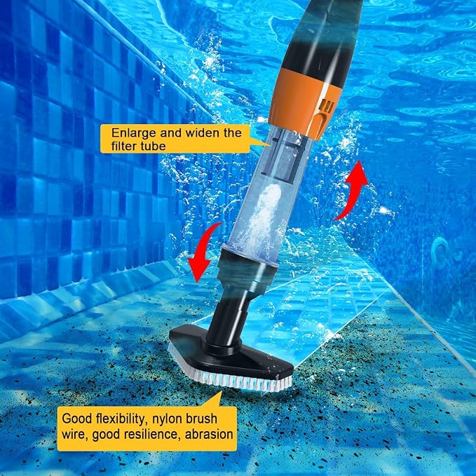 3 in 1 Cordless Rechargeable Pool Vacuum, Handheld Pool Cleaner Ideal for Spas, Hot Tubs and Small Pools for Sand and Debris