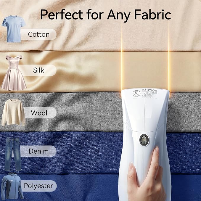 HiLIFE Steamer for Clothes, Portable Handheld Design, 240ml Big Capacity, 700W, Strong Penetrating Steam, Removes Wrinkle, for Home, Office(ONLY FOR 120V) (Pearl White)