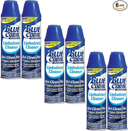 Blue Coral DC22 Upholstery Cleaner Dri-Clean Plus with Odor Eliminator, 22.8 oz. Aerosol (Pack of 6)