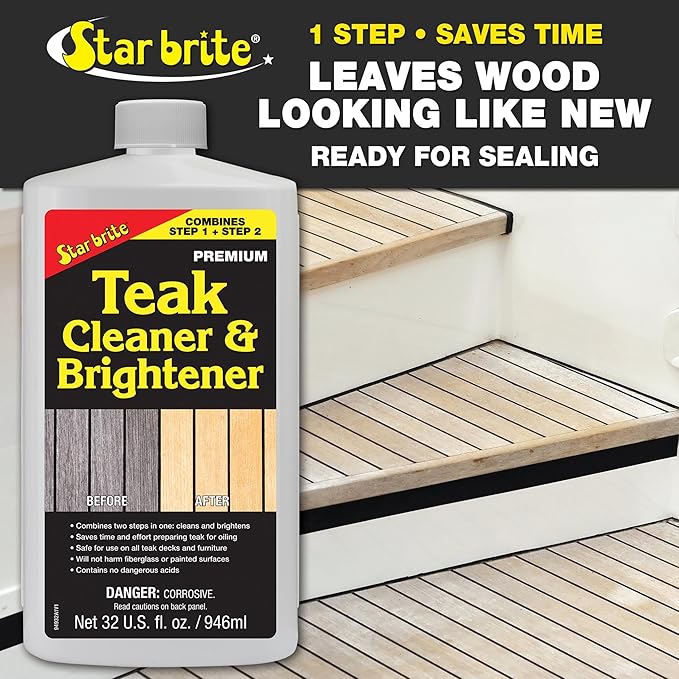 Star Brite Teak Cleaner & Brightener, Restore Weathered Wood, 32oz (094932)