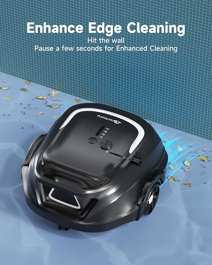 2026 Cordless Robotic Pool Vacuum for Above Ground Pools, Automatic Pool Cleaner Featuring Powerful Suction, LED Status Light & Dual‑Layer Filters, 2.5‑Hour Rapid Charging, Self‑Parking