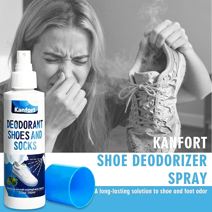 Shoe Deodorizer Spray, Natural Odor Eliminator for Strong Odors-5.5 oz, for Shoes, Skates, Work Boots and More