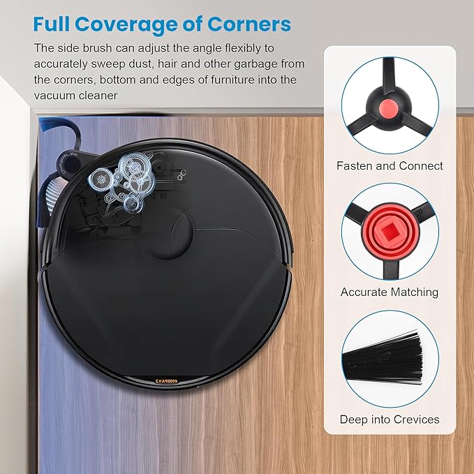 21 Pack Accessories Kit Compatible with eufy E28 Omni / E25 Omni Robot Vacuum, Replacement Parts include 1 Set(2) Main Brushes, 6 Dust Bags, 4 Filters, 2 Roller Mops, 6 Side Brushes, 1 Cleaning Tool