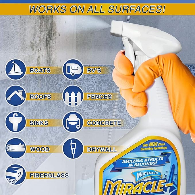 MiracleMist Instant Mold and Mildew Stain Remover 32 Oz. by Encore Coating | 2 Pack (64 Oz Spray)