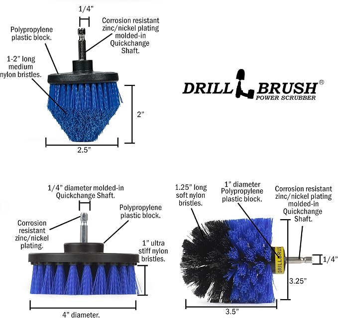 Drill Brush Aquatic Cleaning Brush Set - Fish Tank Accessories - Boat Accessories - Aquarium Scrubbing Kit - Swimming Pool Brushes - Pool Cleaning Household Set - Fish Tank Cleaner - Cleans Boat Seats