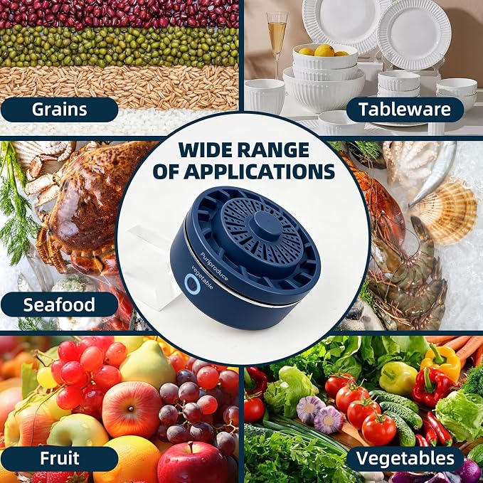 Cleaner, Portable Food Cleaner for Removing Surface Impurities, Wax & Grime, 10-Minute Automatic Cleaning, IPX7 Waterproof. Applicable to Fruits, Meat, Veggies and Grains.