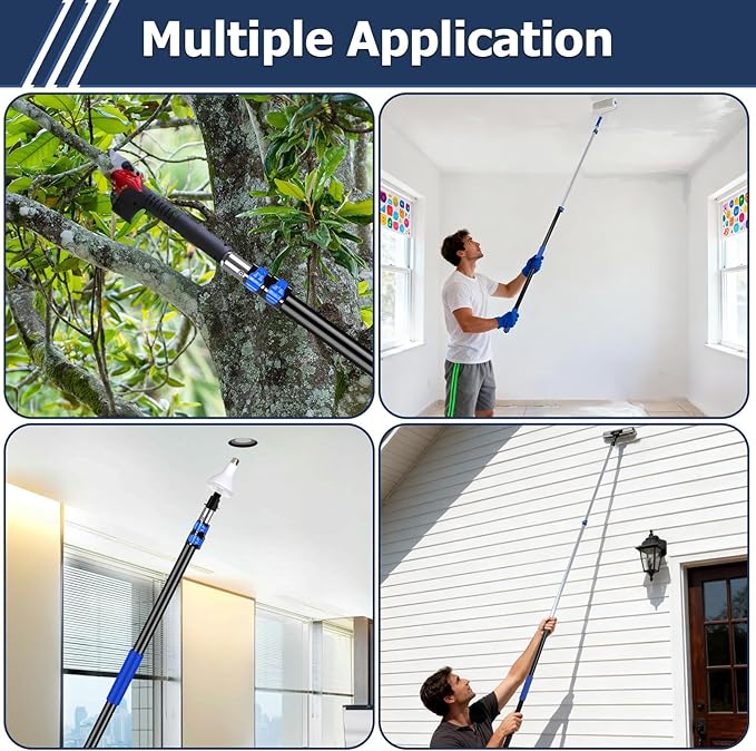 3.3-8 FT Telescopic Extension Pole | Adjustable Aluminum Paint Roller Pole | Universal Twist-On Metal Tip | Sturdy Multi-Purpose Household Tool for Dusting, Painting & High House Cleaning