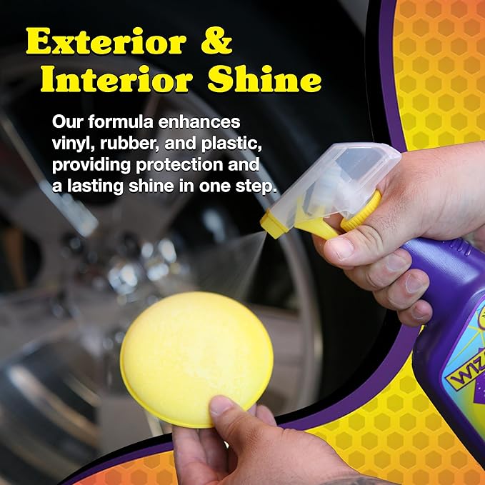 Wizards Tire and Wheel Vinyl Shine & Shine Master Polish & Sealant - Dressing, Protectant Spray - Cleans, Polishes, and Seals Paint