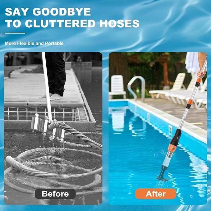 3 in 1 Cordless Rechargeable Pool Vacuum, Handheld Pool Cleaner Ideal for Spas, Hot Tubs and Small Pools for Sand and Debris