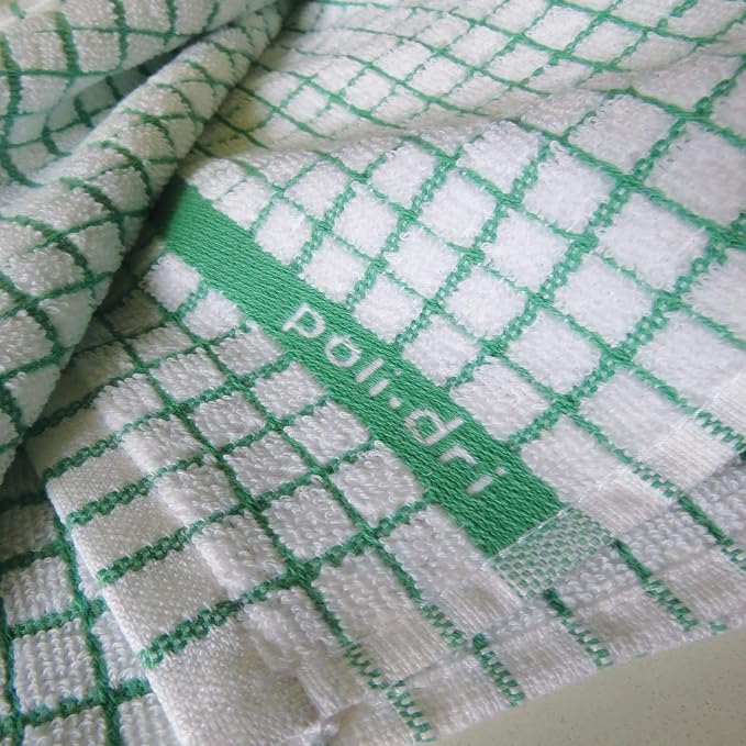 Samuel Lamont Poli Dri Tea Towels - Set of 3 100% Cotton 27.5 x 19 Inch (Green)