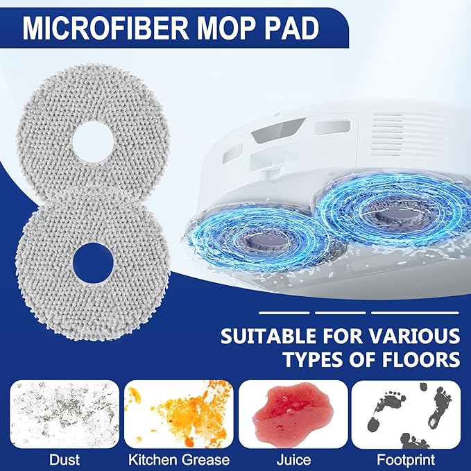 34 PCS Qrevo S5V Replacement Accessories Compatible with Roborock Qrevo Curv/S5X/Edge/Edge S5A/Qrevo S5V Robot Vacuum, 2 Mainbrush, 6 Scent Tablets,4 HEPA Filters, 6 Dust Bags,6 Mop Pads, 6 Side Brush