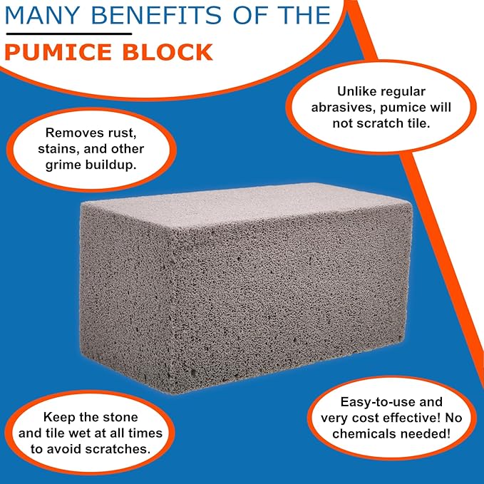 Pumie Pool Blok PB-12 Tile and Concrete Cleaning Pumice Stone for Pools | Pack of 1