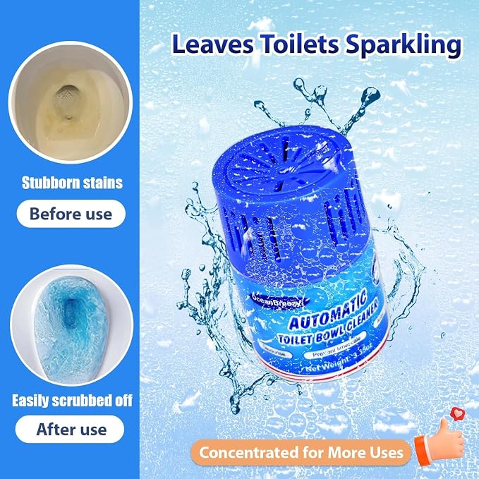 Automatic Toilet Bowl Cleaner Bottles, 3 Pack In-Tank Toilet Cleaner for Stain Build-Up Prevention, Blue Long-Lasting Toilet Tank Cleaner, Septic Safe, Fresh Scent, Up to 3 Months Each