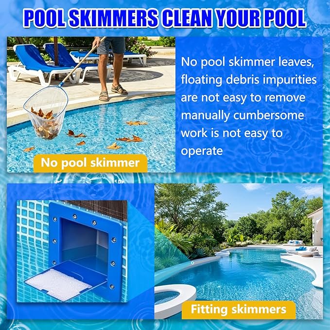 New Above-Ground Pool Skimmer, Thru-lWall-Mounted Above-Ground Pool Skimmer (with Accessories) Opening Width 6-Inch Replaces SP1091LX Above-Ground Pool Skimmer for Standard Pools Wall Openings | Universal Above Ground Pool Skimmer,Superior materials,