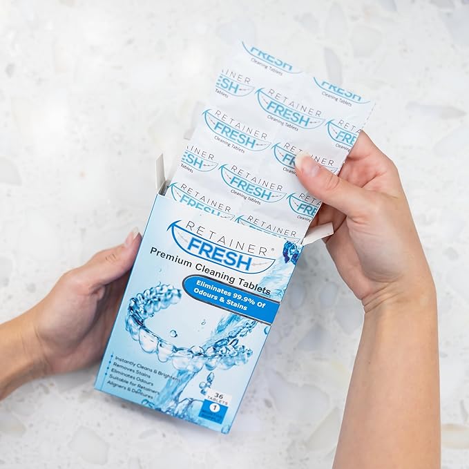 Retainer Fresh Retainer Cleaner Tablets - Denture Cleaner, Retainer Cleaning Tablets, Mouth Guard Cleaner, Aligner Cleaner, Brite Retainer Tablets 36 Tablets 1 Month