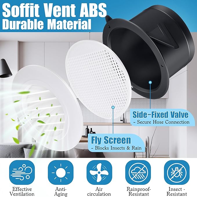 2 Set Dryer Vent Kit with Hose/duct Connector/wall Vents Cover, 4 Inch Dryer Vent Hose Through Wall Ducting Kit, Aluminum Ducting Tube Connector Soffit Vents for Ventilation, Air Circulatio