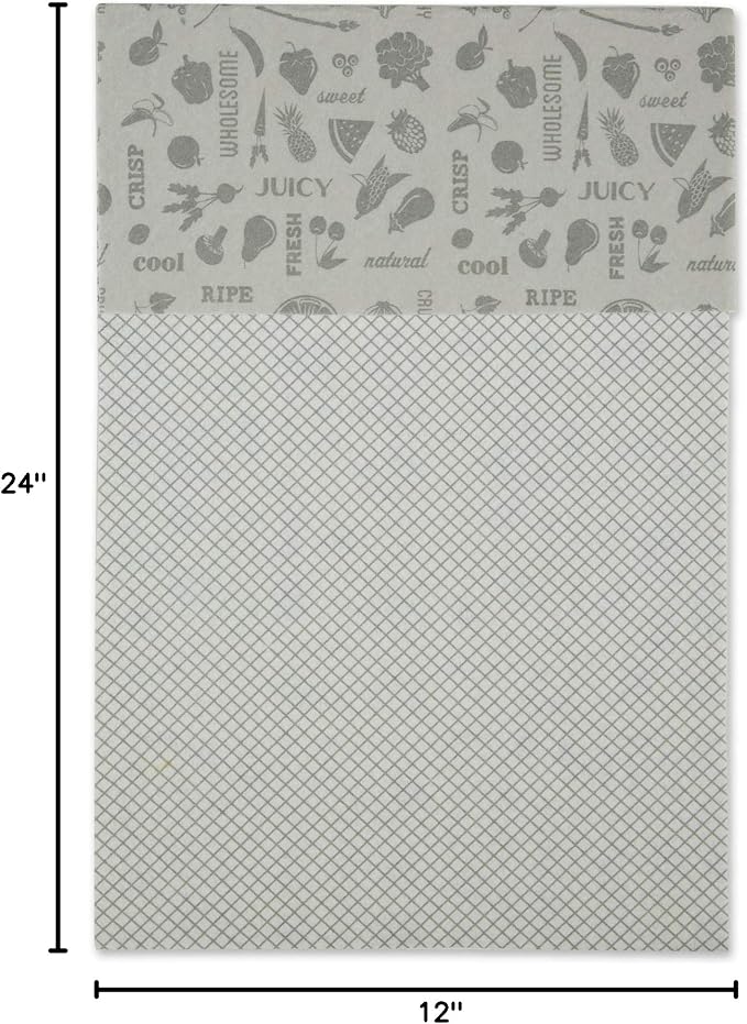 DII Fridge Liner Collection Non-Adhesive, Cut to Fit, 12x24, Gray Veggies, 6 Piece