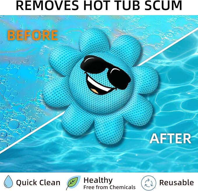 Hot Tub Scum Absorber with 3D Honeycomb Design Ultra-Absorbent Oil Hot Tub Sponges Reusable Hot Tub Accessories for Spa & Jacuzzi Keep Water Clean - 2 Pack