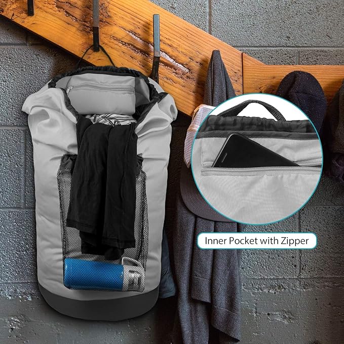 Dalykate Laundry Bag with Shoulder Straps and Mesh Pocket and Mesh Laundry Bags 3 Pack, 2 Item Bundle