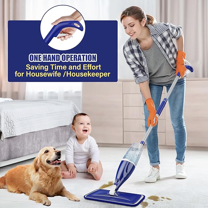 Wet Dry Hardwood Floor Mops with 9 Washable Reusable Pads for Swiffer Powermop