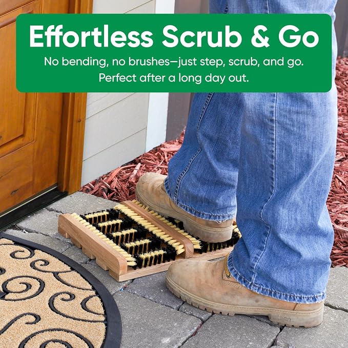 Superio Shoe and Boot Scraper, Outside Shoe Scrubber Brush 10.5 X 14 Inch - Cleans Deep Removes All Outdoor Dirt, Snow, Mud and Sand. Construction, Hiking Cleaner (Wood 3-Pack)