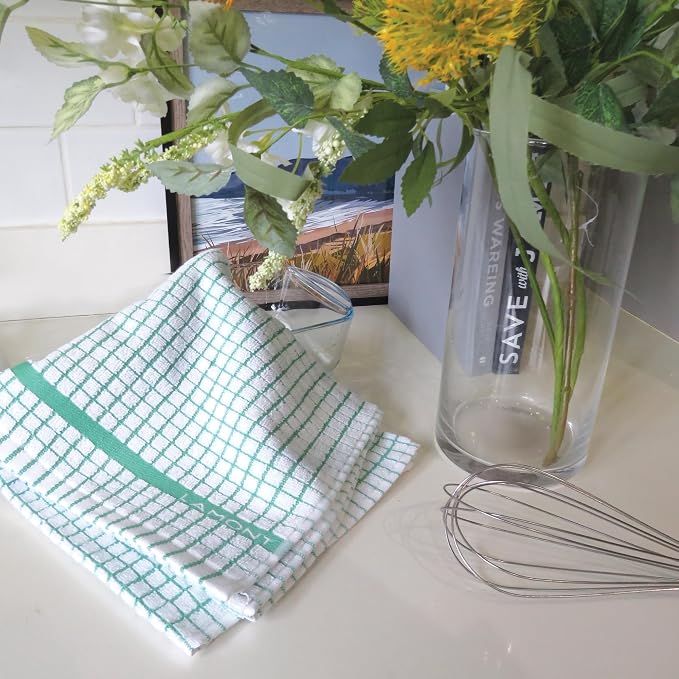 Samuel Lamont Poli Dri Tea Towels - Set of 3 100% Cotton 27.5 x 19 Inch (Green)