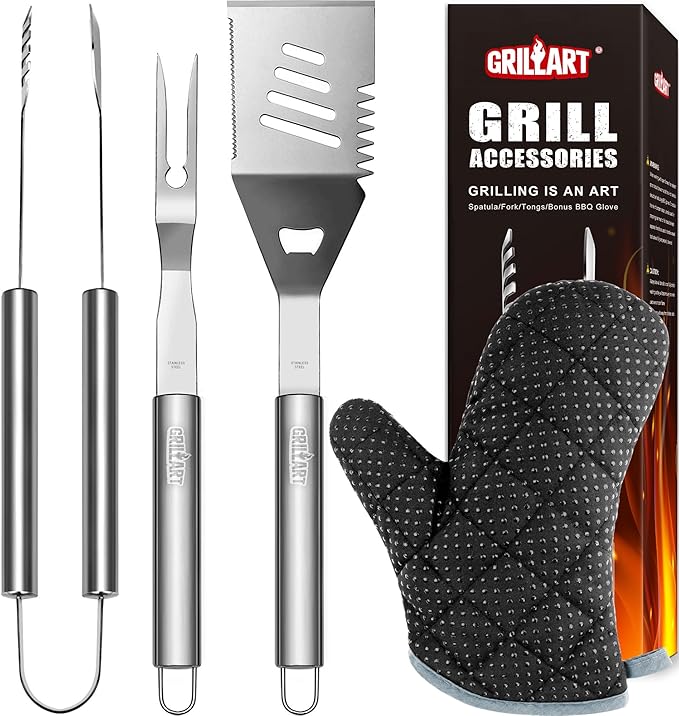 GRILLART 3PCS Grill Tools Bundle with Fast Clean Grill Brush