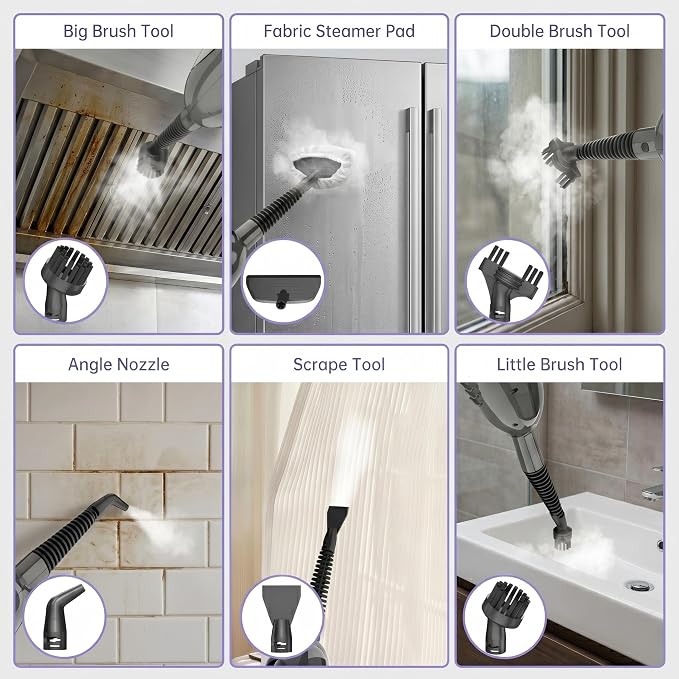 Steam Mop,12 in 1 Steam Cleaner for Home,15s Fast Heat-Up Steam Mops for Floor Cleaning with 180° Adjustable Mop Head,Detachable Handheld Steamer for Hardwood,Tile,Carpet, Clothes,Windows & Furniture