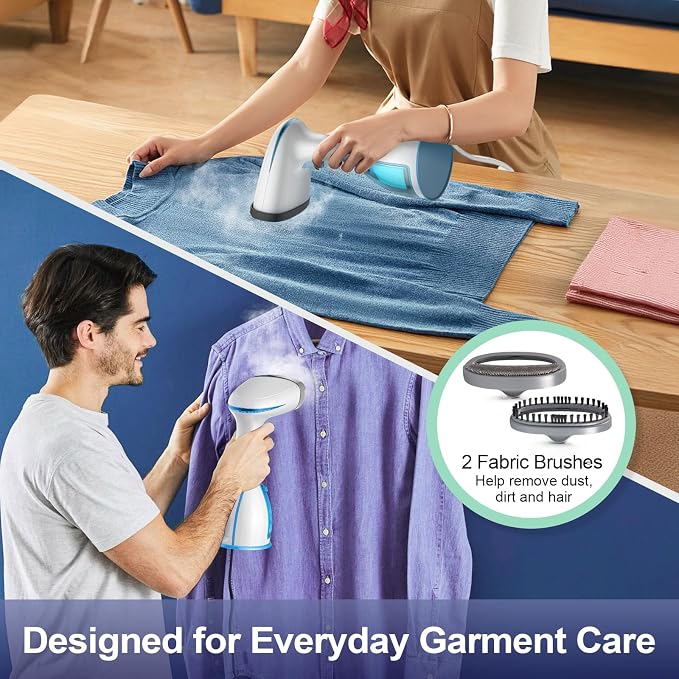 Steamer for Clothes, 15s Heat-Up Handheld Clothes Steamer with Dual Steam Holes, Strong Penetrating Steam, 1200W Portable Garment Steamer Fabric Wrinkle Remover with 300ml Large Tank for Home & Travel