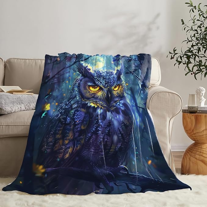 Tijuboni Owl Throw Blanket Owl Gifts for Girls Boys Women Men Kids Adults Soft Flannel Fleece Blanket for Couch Sofa Bed Home Decor 60"x80"