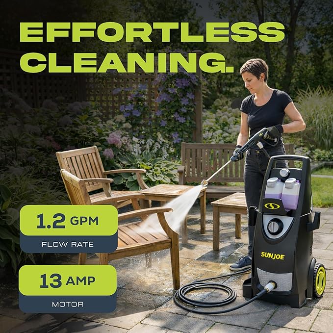 Sun Joe Pressure Washer, Electric Power Washer, Heavy-Duty Portable Cleaning & Washing Machine System with Patios & Sidewalks, SPX3000