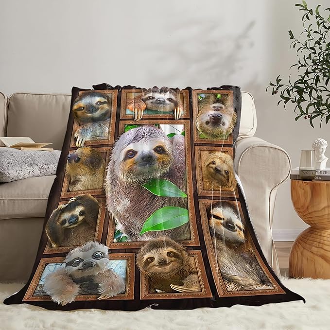 Tijuboni Sloth Throw Blanket Sloth Gifts for Girls Boys Women Men Kids Adults Soft Flannel Fleece Blanket for Couch Sofa Bed Home Decor 40"x50"